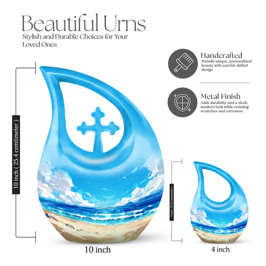 Beach Urn with Cross Drop design,