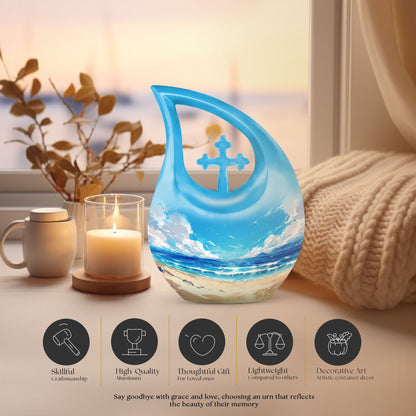 Beach Urn with Cross Drop design,