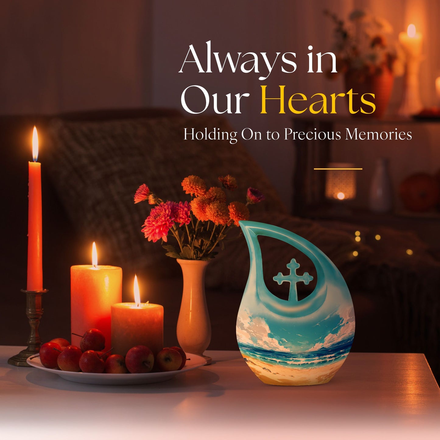 Beach Urn with Cross Drop design,