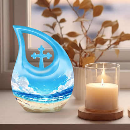Beach Urn with Cross Drop design,