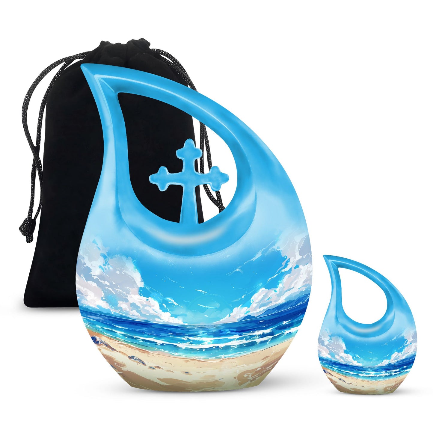 Beach Urn with Cross Drop design,
