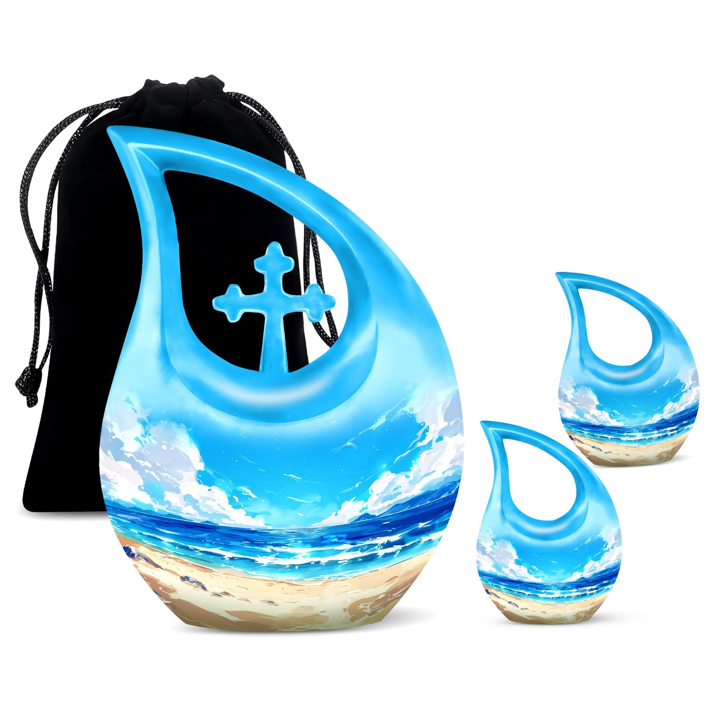 Beach Urn with Cross Drop design,