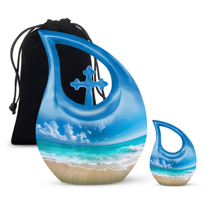 Personalized Beach Cremation Urn for Human Ashes - 10-inch, 200 cu in - Yatskia