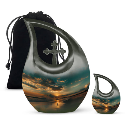 Beach Theme Large Urn With 1 Keepsake Urn