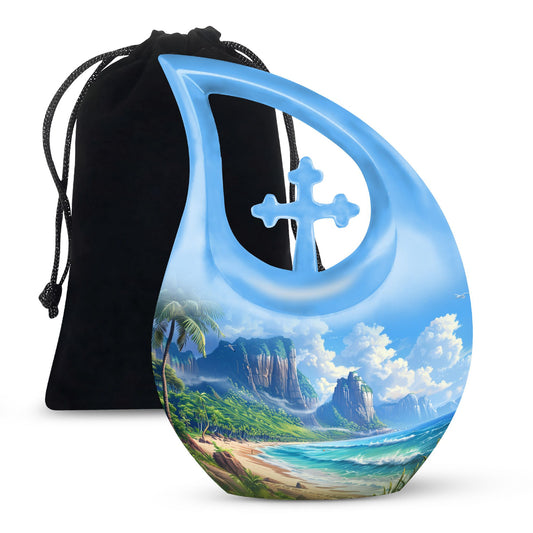 10-inch Beach-themed cross drop memorial urn