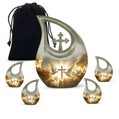 Dove Theme Large Urn With 4 Keepsake Urn