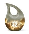 10-inch Dove Urn with Cross Drop design, Aluminium memorial urn for adult burial