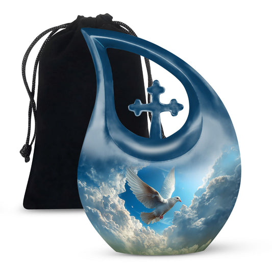 Dove Urn with Cross Drop design