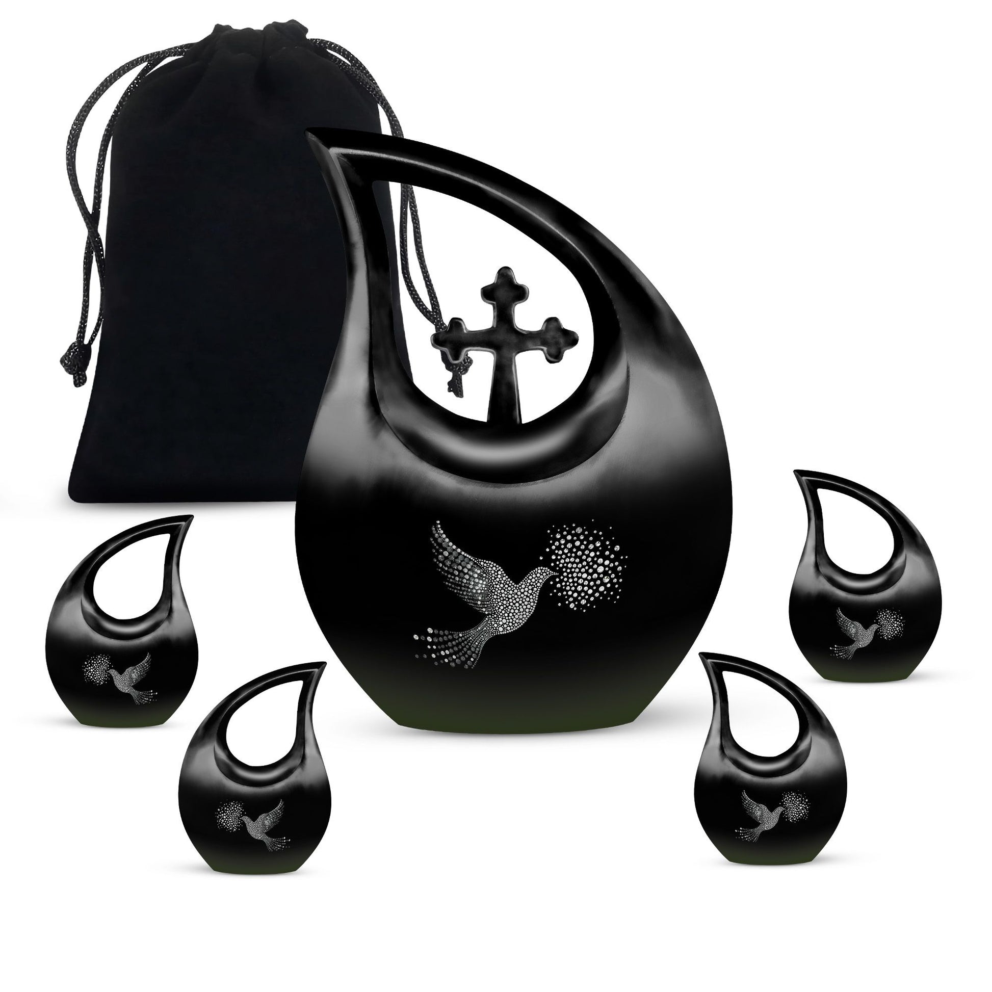 Dove Theme Large Urn With 4 Keepsake Urn