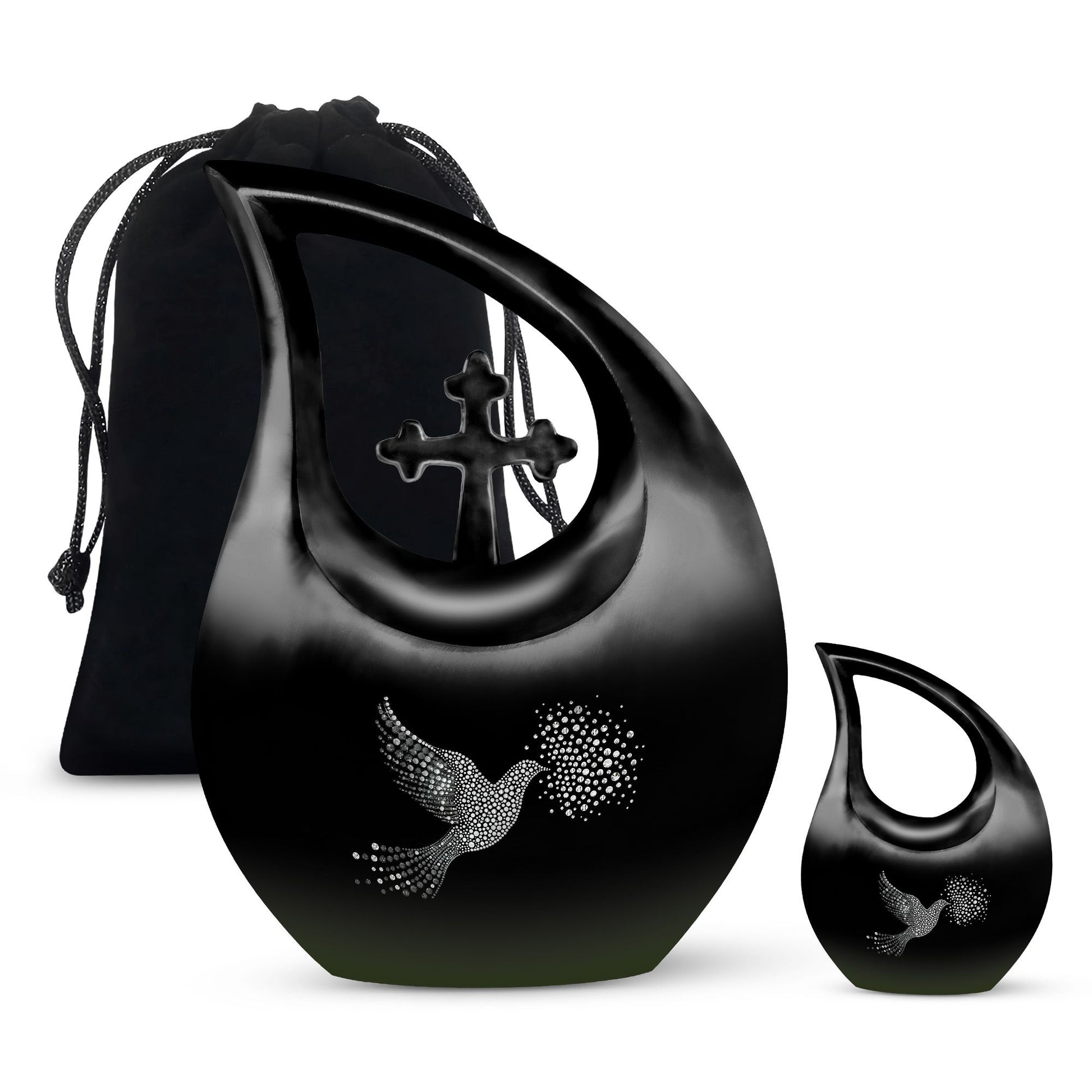 Dove Theme Large Urn With 1 Keepsake Urn