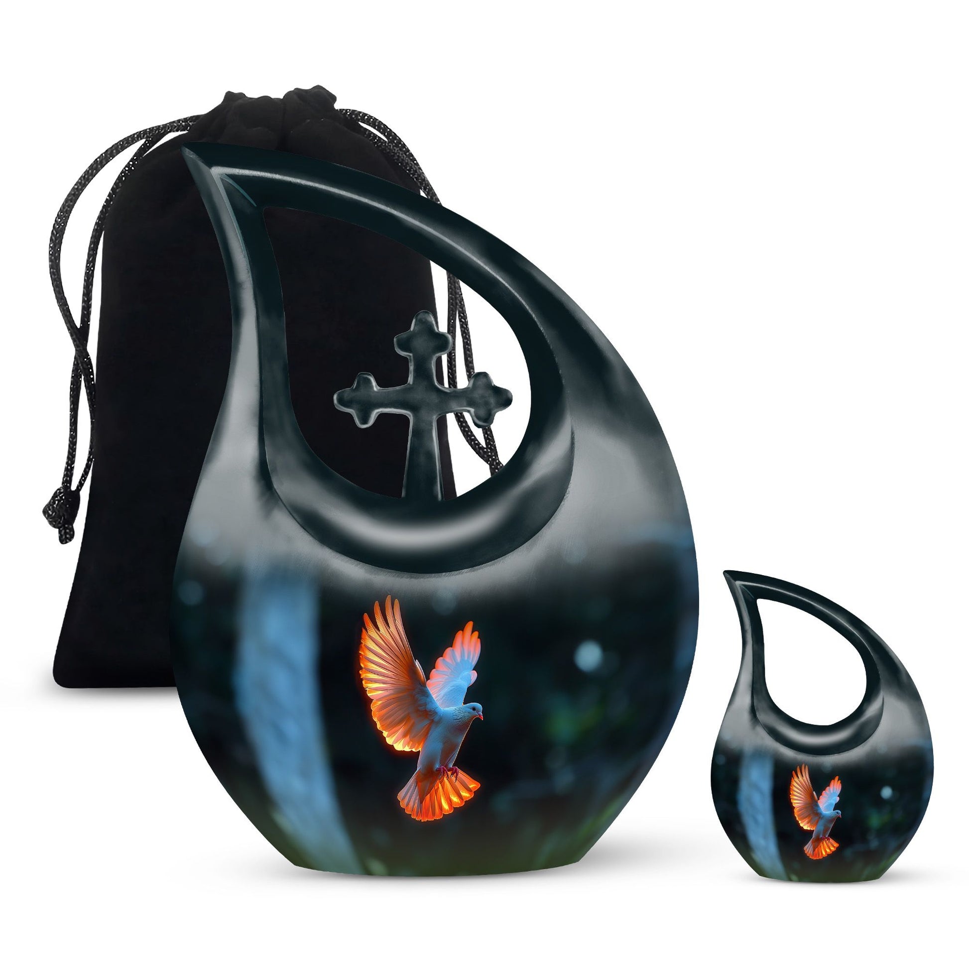 Dove Theme Large Urn With 1 Keepsake Urn