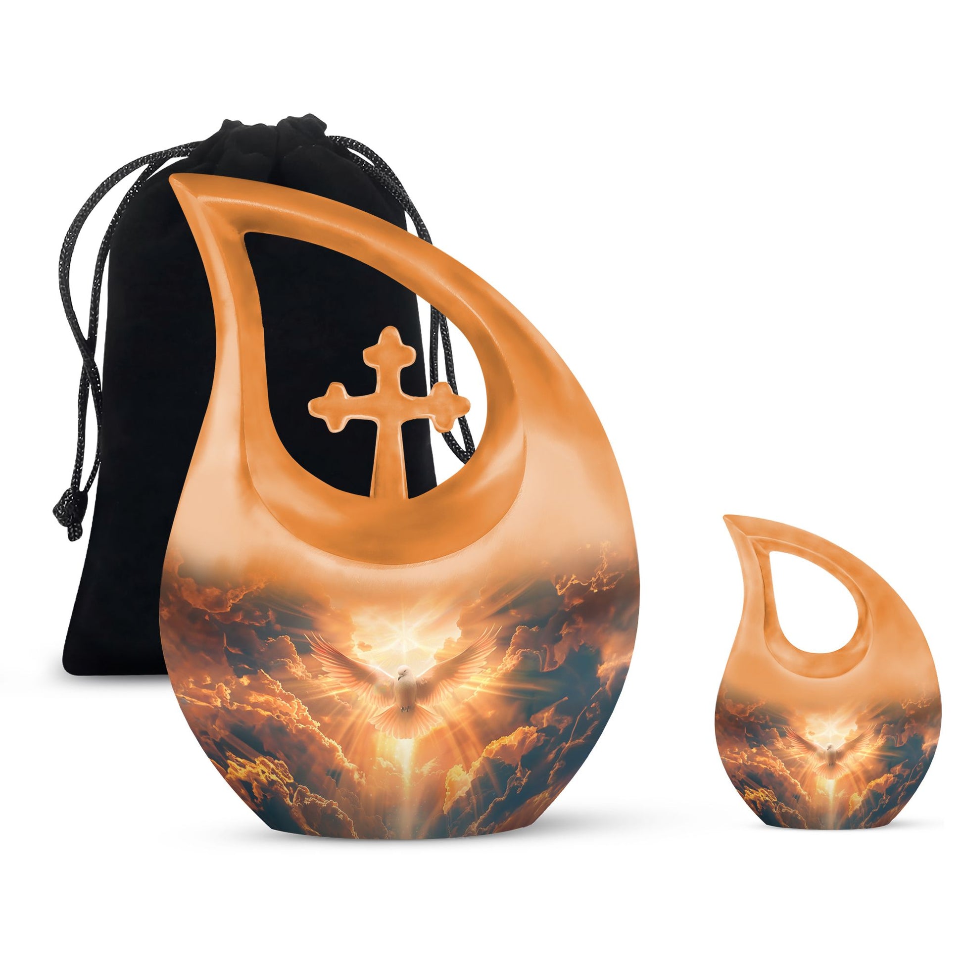 Dove Theme Large Urn With 1 Keepsake Urn