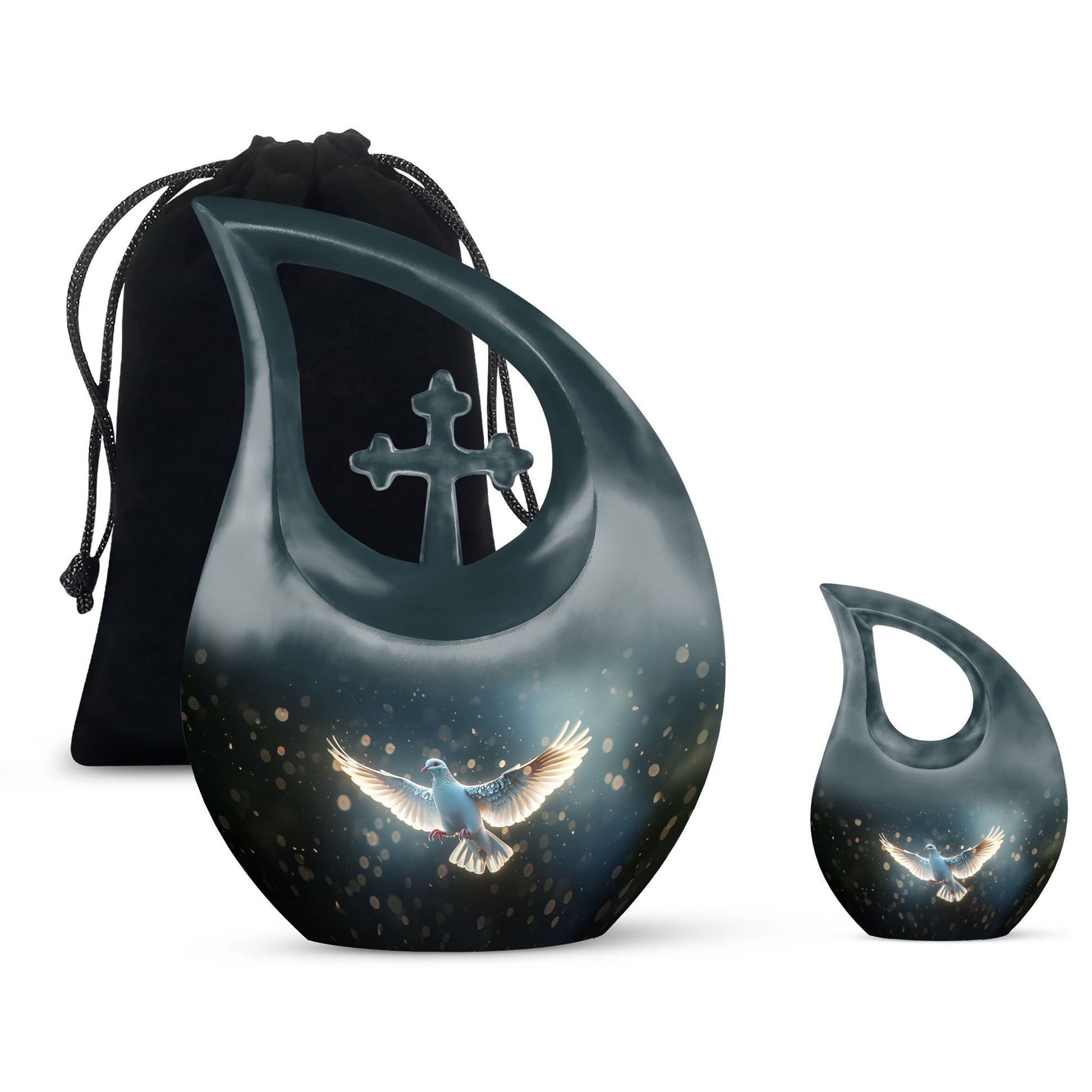 Dove Theme Large Urn With 1 Keepsake Urn