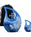 Dove Theme Large Urn With 1 Keepsake Urn