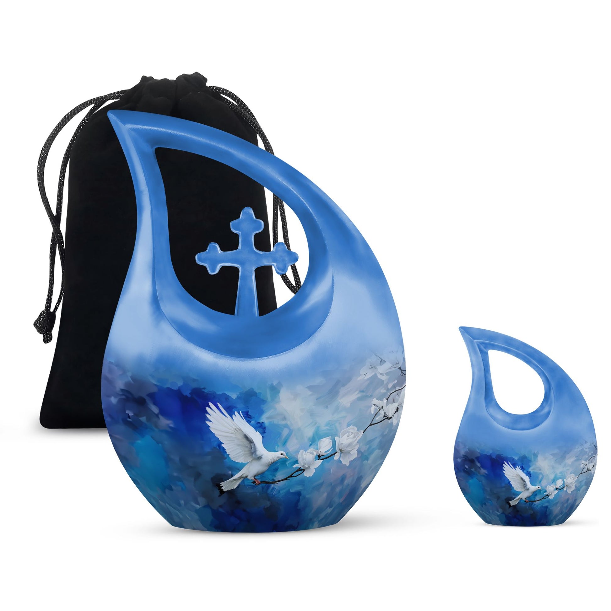 Dove Theme Large Urn With 1 Keepsake Urn