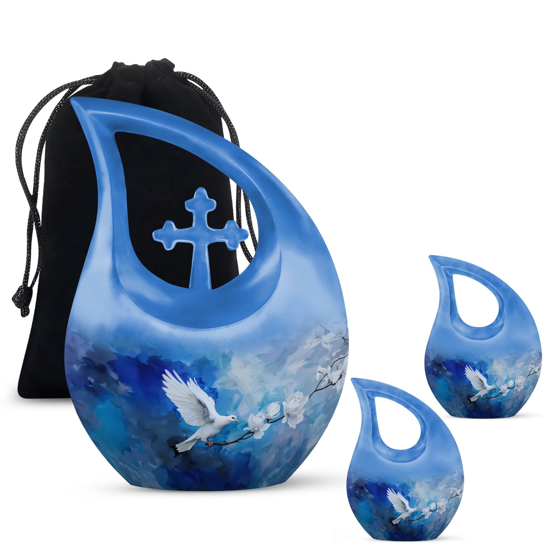 Dove Theme Large Urn With 2 Keepsake Urn