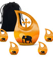 Elephant Theme Large Urn With 4 Keepsake Urn