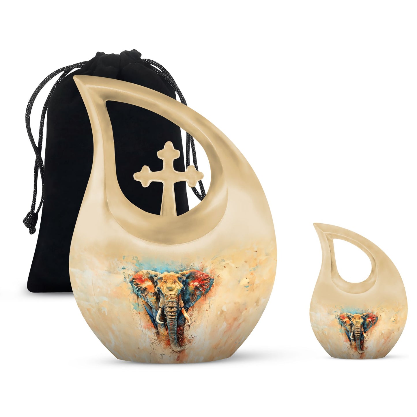 Personalized Elephant Memorial Urn for Human Ashes - 10-inch, 200 cu in - Yatskia