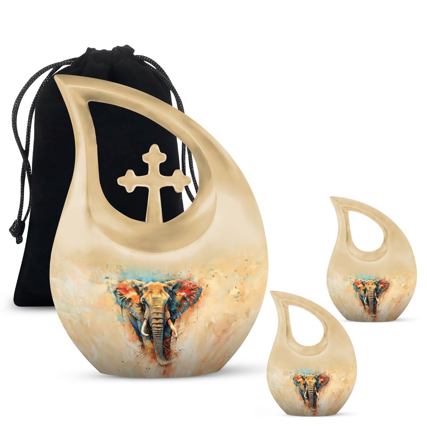Personalized Elephant Memorial Urn for Human Ashes - 10-inch, 200 cu in - Yatskia