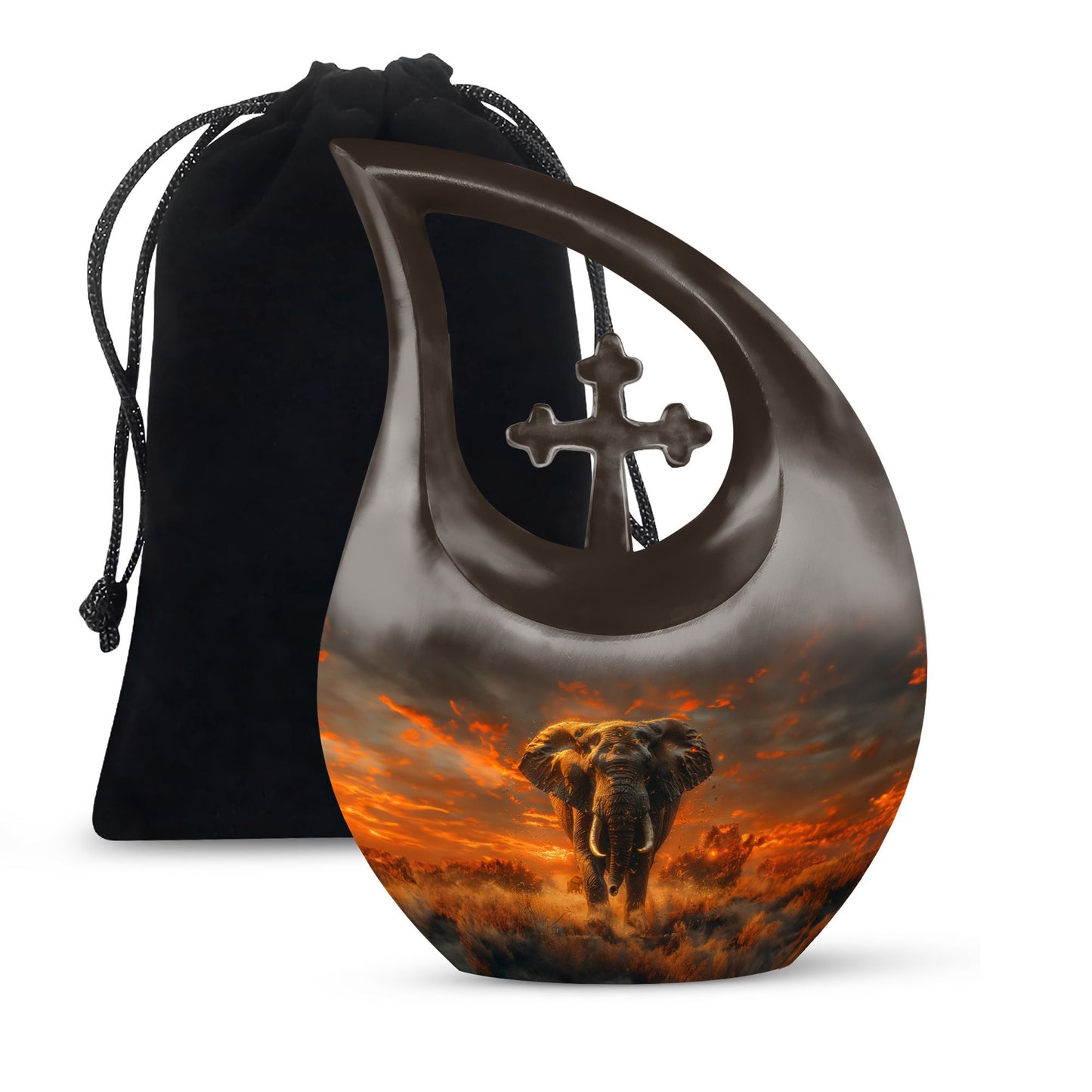 Personalized Elephant Cremation Urn for Men - 10-inch, 200 cu in - Yatskia