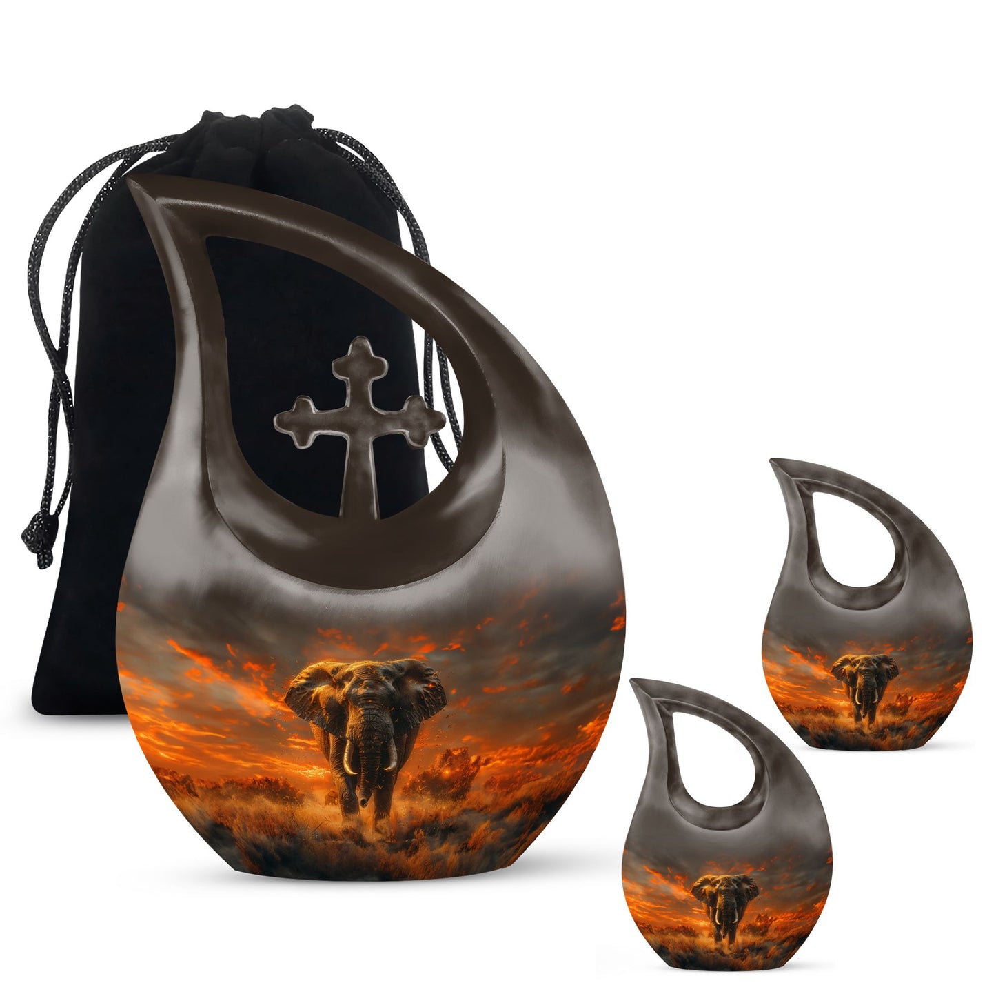 Personalized Elephant Cremation Urn for Men - 10-inch, 200 cu in - Yatskia