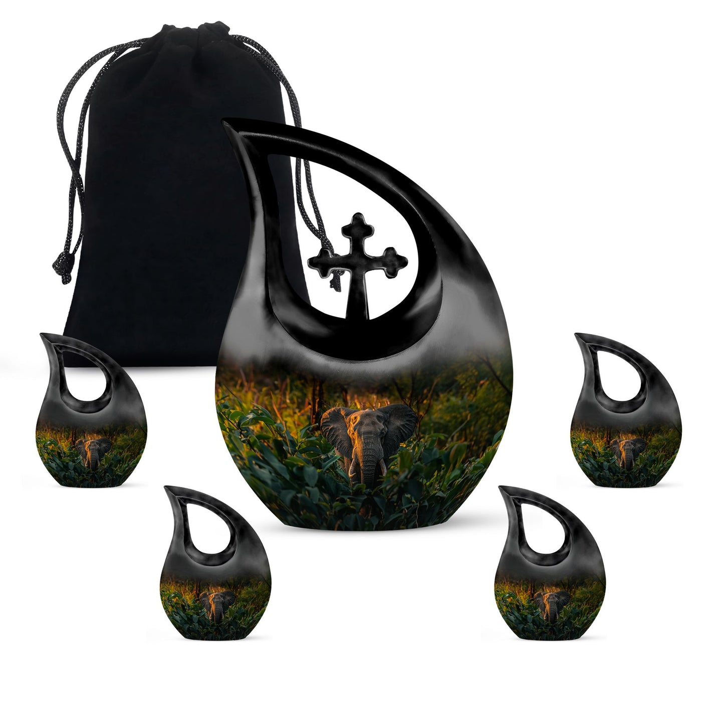 Personalized Elephant Cremation Urn for Men - 10-inch, 200 cu in - Yatskia