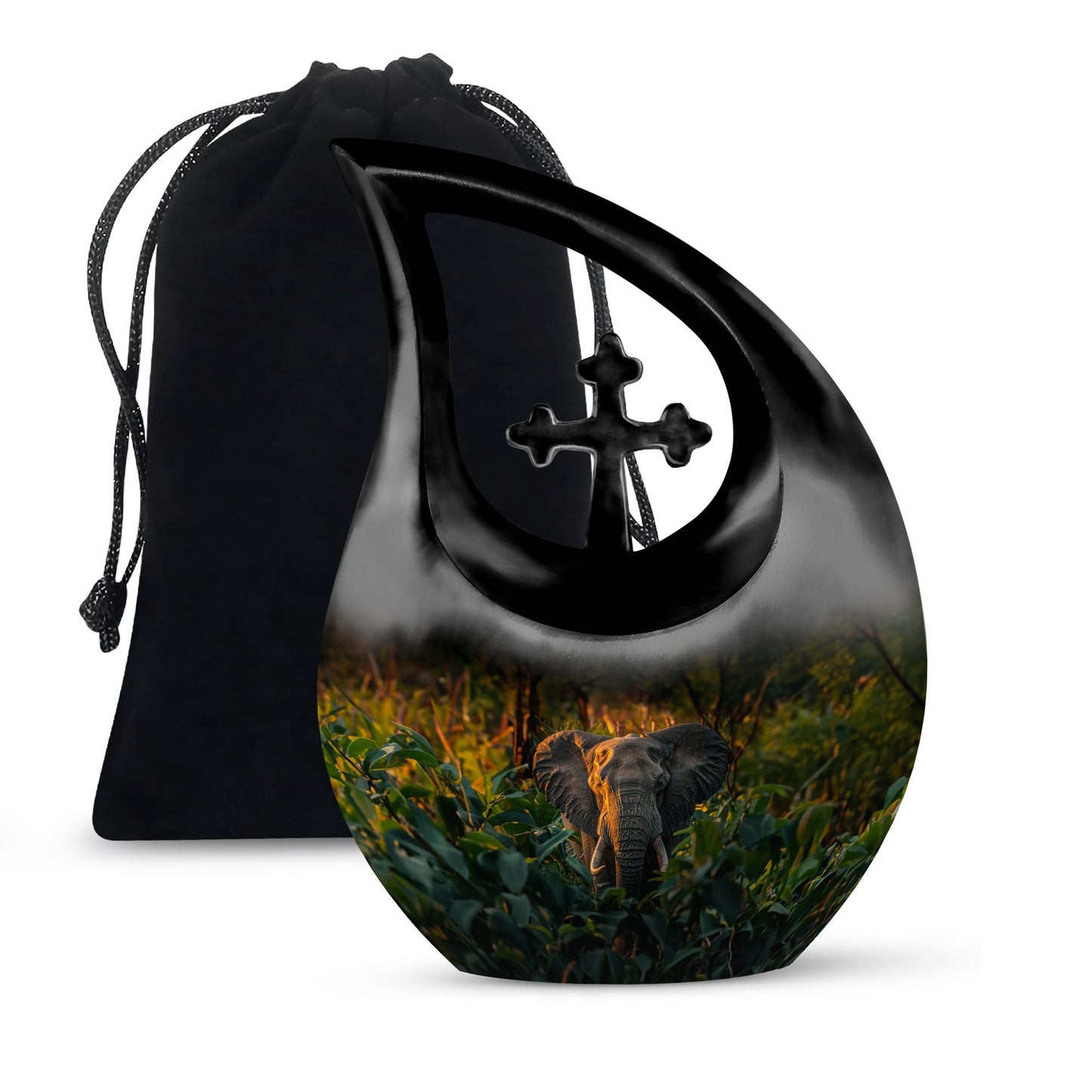 Personalized Elephant Cremation Urn for Men - 10-inch, 200 cu in - Yatskia