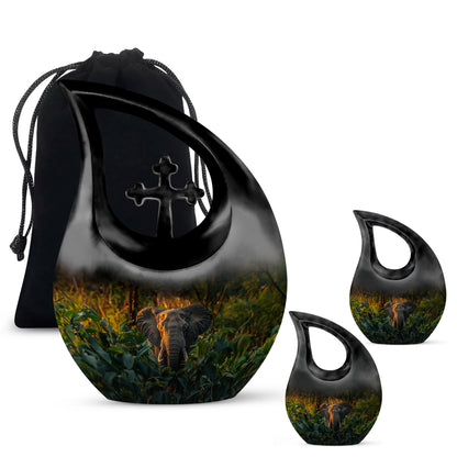 Personalized Elephant Cremation Urn for Men - 10-inch, 200 cu in - Yatskia
