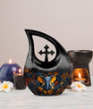 Elephant with Cross Drop Design Mom Urn
