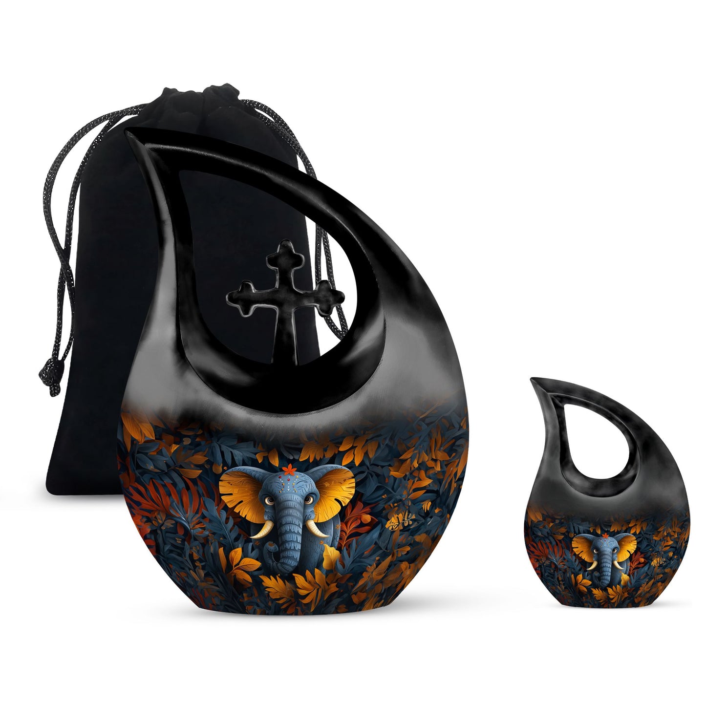 Personalized Elephant Cremation Urn for Human Ashes - 10-inch, 200 cu in - Yatskia