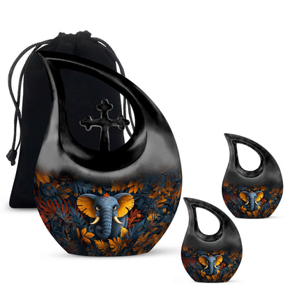 Elephant with Cross Drop Design Mom Urn