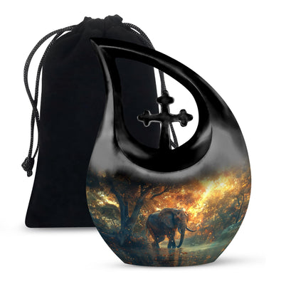 Personalized Elephant Cremation Urn for Human Ashes - 10-inch, 200 cu in - Yatskia