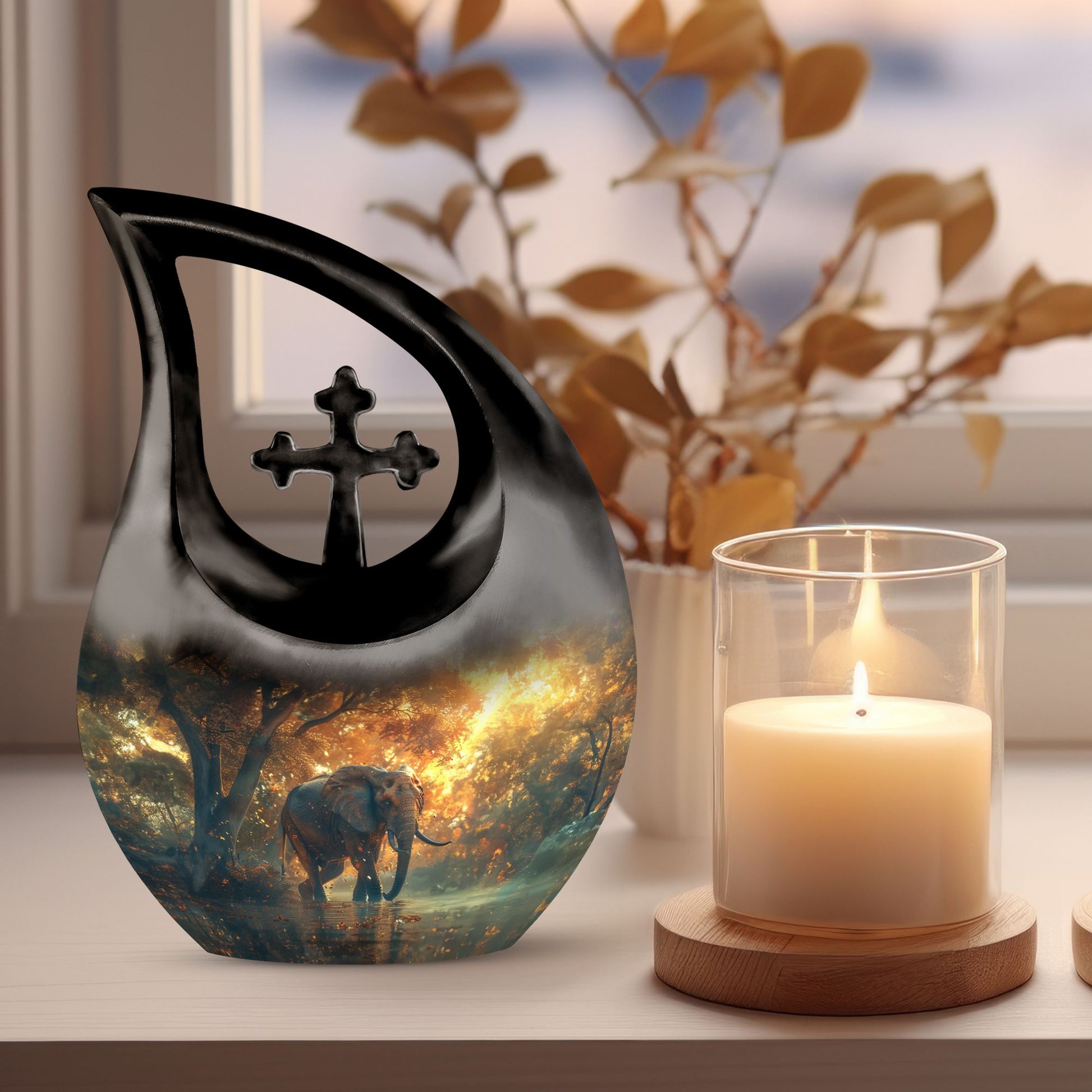 Elephant themed custom urn