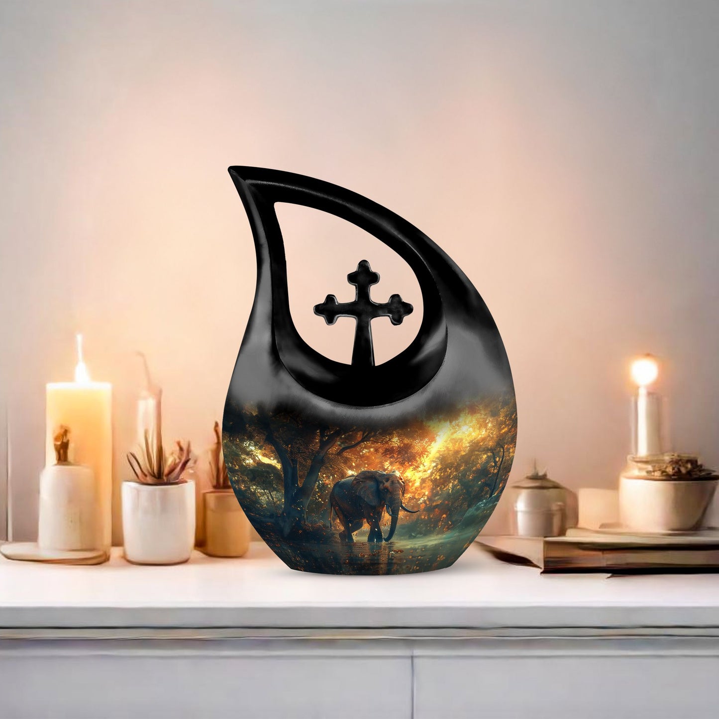 Elephant themed custom urn