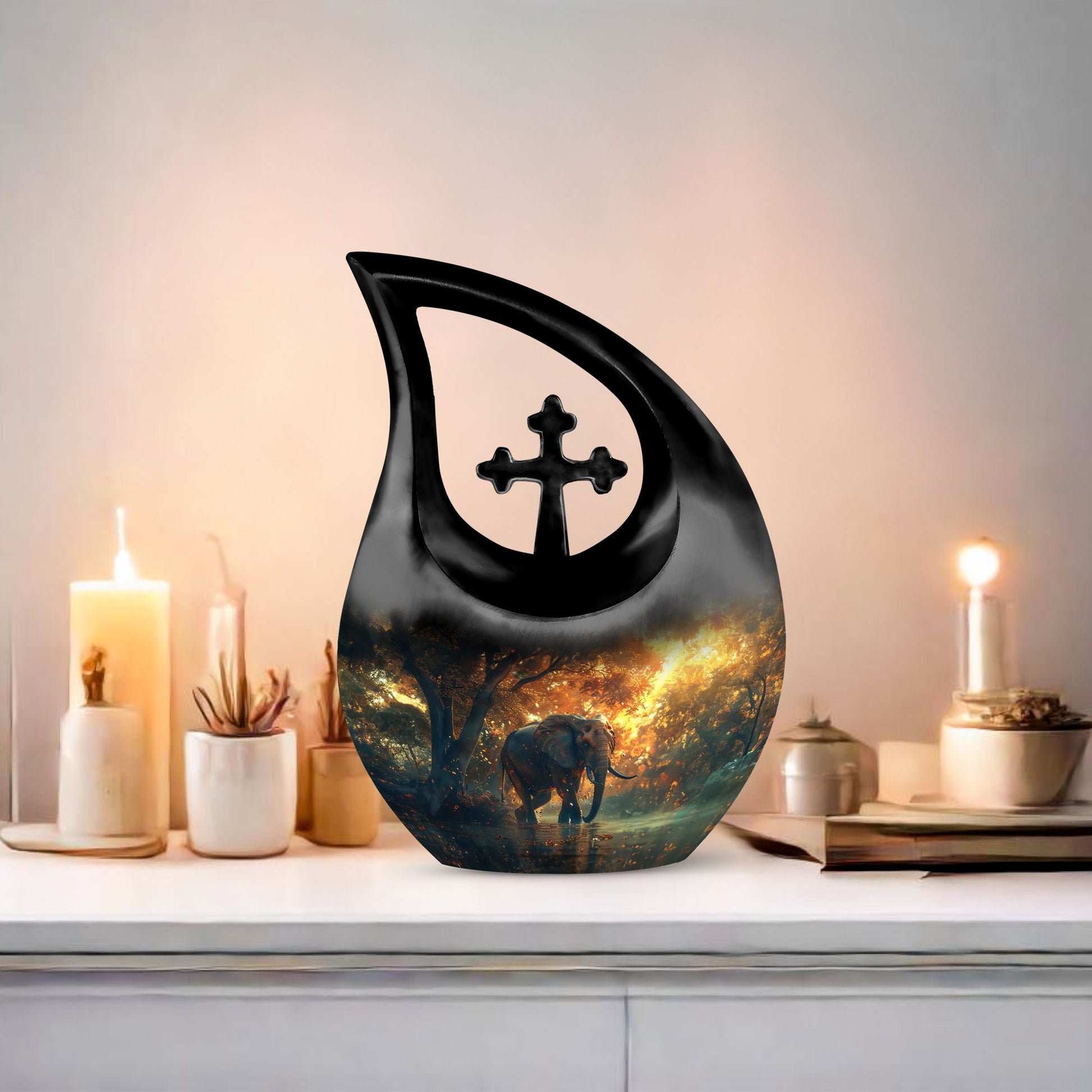 Elephant themed custom urn