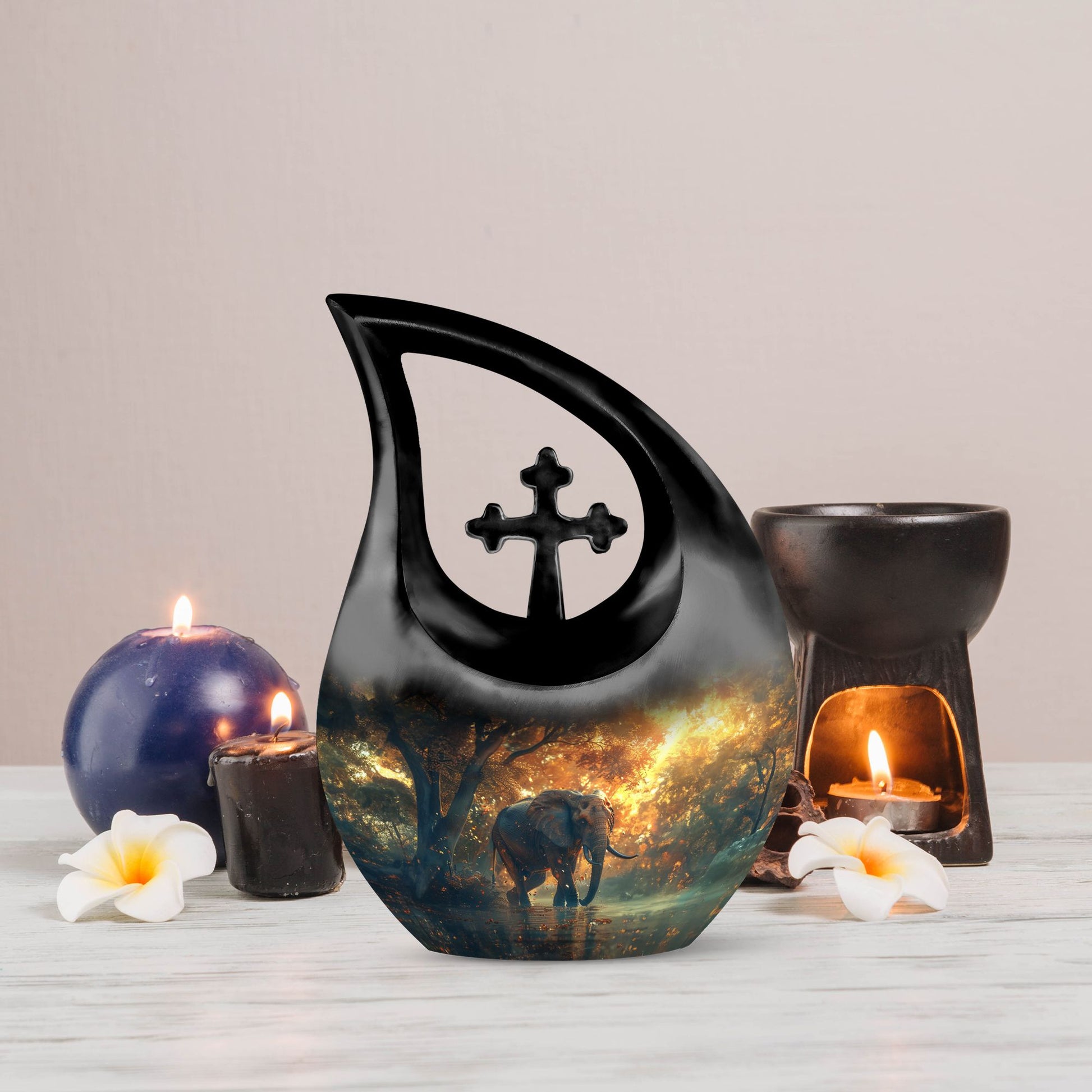 Elephant themed custom urn