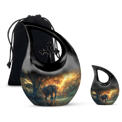 Personalized Elephant Cremation Urn for Human Ashes - 10-inch, 200 cu in - Yatskia