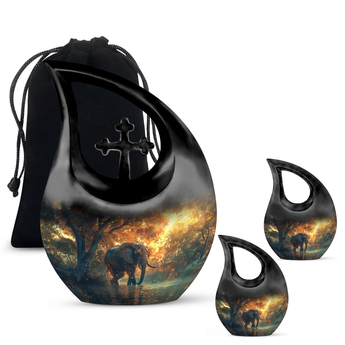 Personalized Elephant Cremation Urn for Human Ashes - 10-inch, 200 cu in - Yatskia