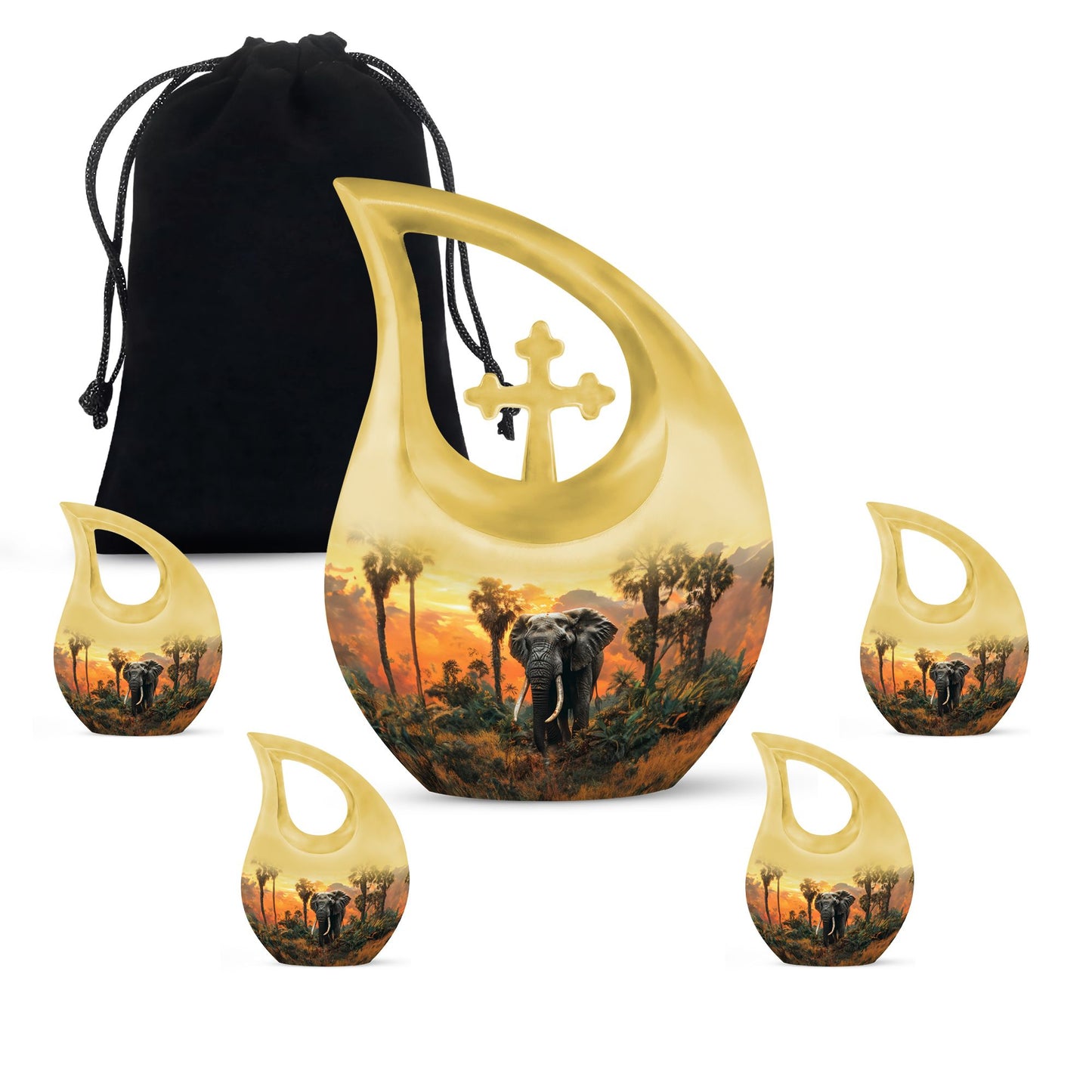 Personalized Elephant Cremation Urn for Men - 10-inch, 200 cu in - Yatskia