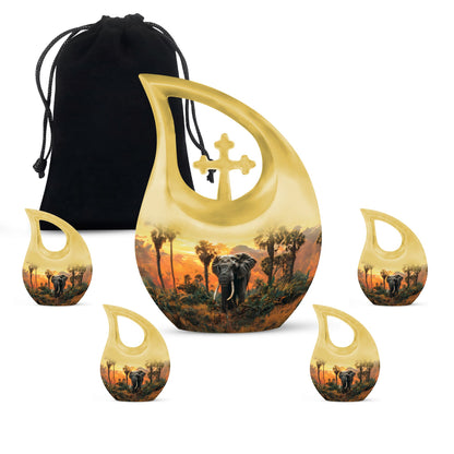 Personalized Elephant Cremation Urn for Men - 10-inch, 200 cu in - Yatskia