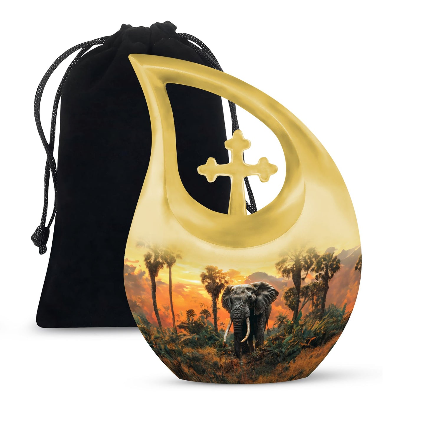 Personalized Elephant Cremation Urn for Men - 10-inch, 200 cu in - Yatskia