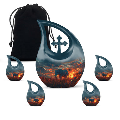 Personalized Elephant Cremation Urn for Men - 10-inch, 200 cu in - Yatskia