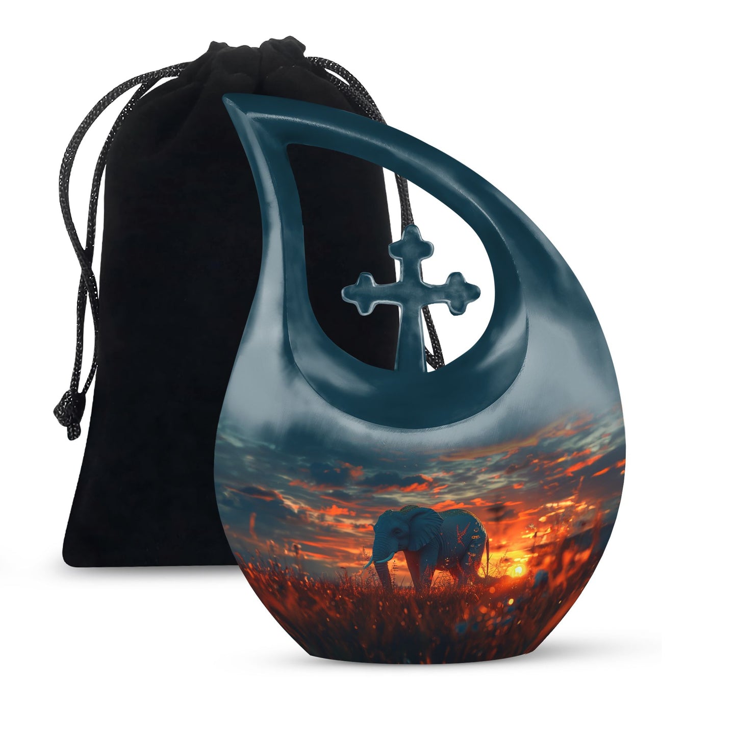 Personalized Elephant Cremation Urn for Men - 10-inch, 200 cu in - Yatskia
