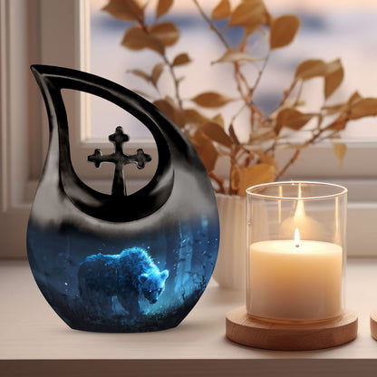 10-inch Bear-themed aluminium Companion Urn