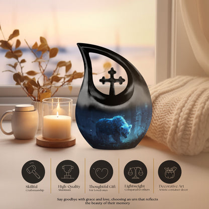 10-inch Bear-themed aluminium Companion Urn