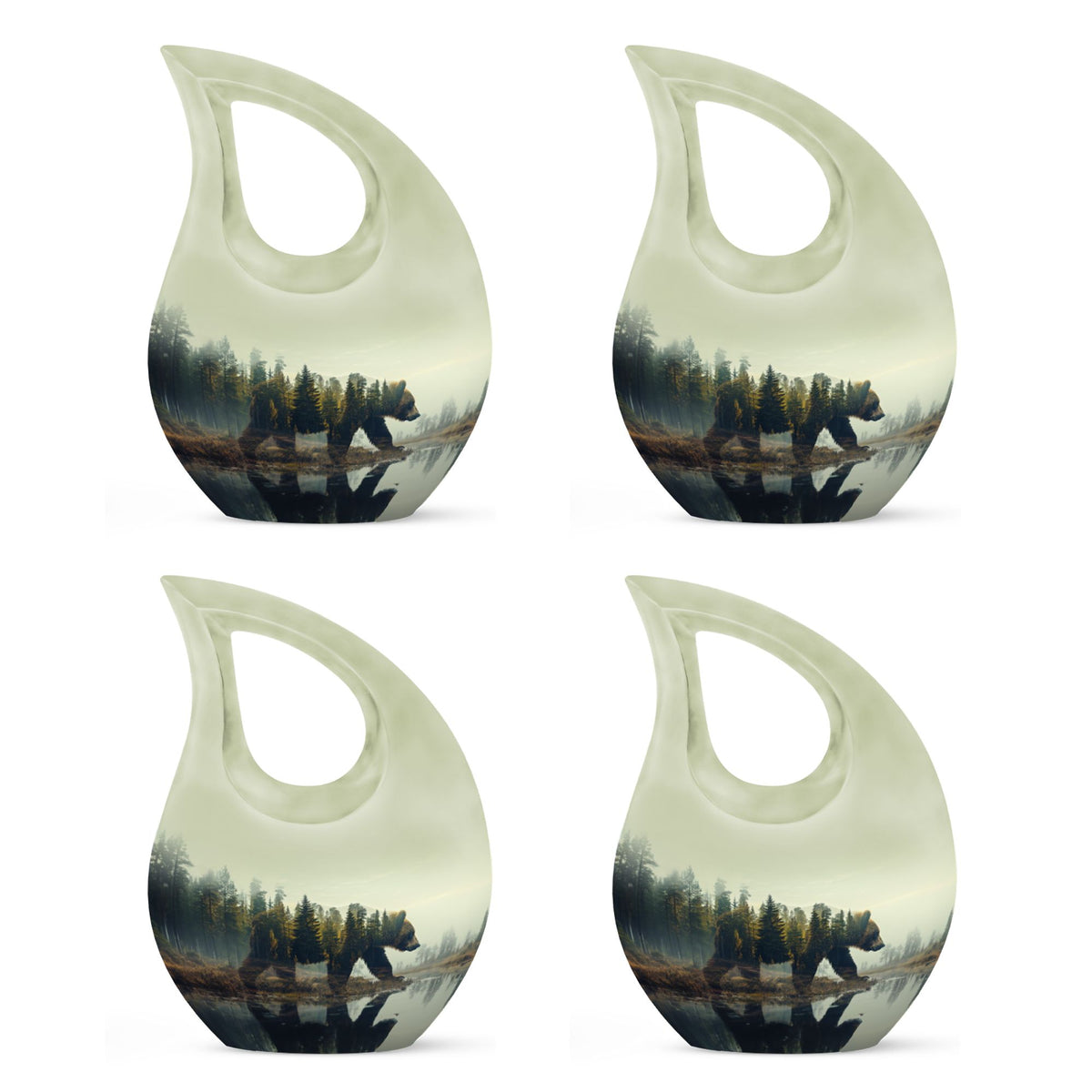 Bear Urn for Human Ashes, Bear Walking Through Forest By Water, Cremation Urn
