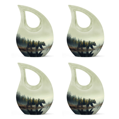Bear Urn for Human Ashes, Bear Walking Through Forest By Water, Cremation Urn