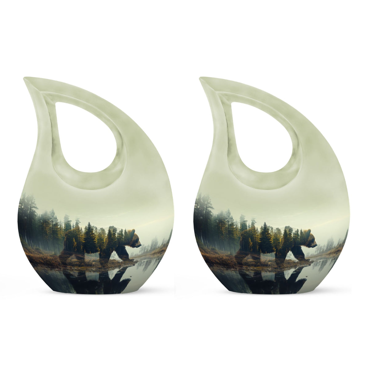 Bear Urn for Human Ashes, Bear Walking Through Forest By Water, Cremation Urn
