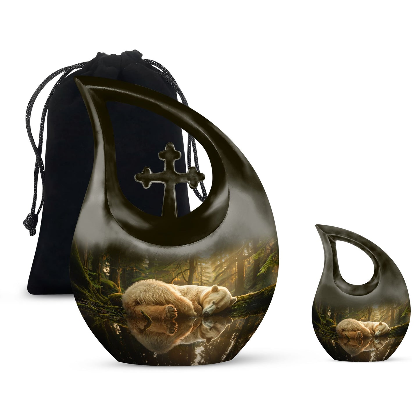 Personalized Bear Cremation Urn for Human Ashes - 10-inch, 200 cu in - Yatskia