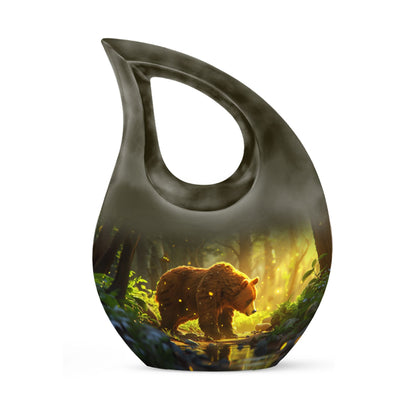 bear themed Cross Drop design Urn